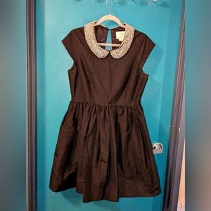 Kate Spade Kimberly Peter Pan Rhinestone Crystal Collar Denim Dress